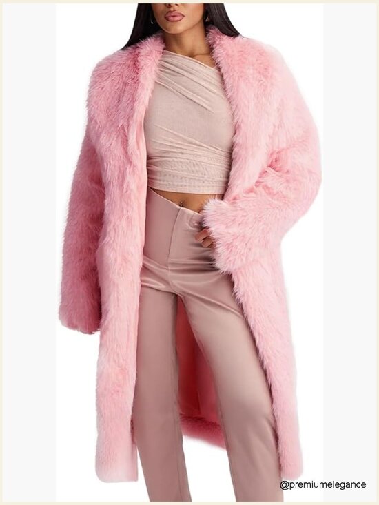 Jackets & Blazers - Womens Long Faux Fur Coat Fluffy Open Front Shawl Collar Winter Jacket